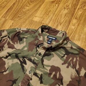 Camouflage Shirt Men Medium Button Down Chamois‎ Woodland Tailored Fit Lands End